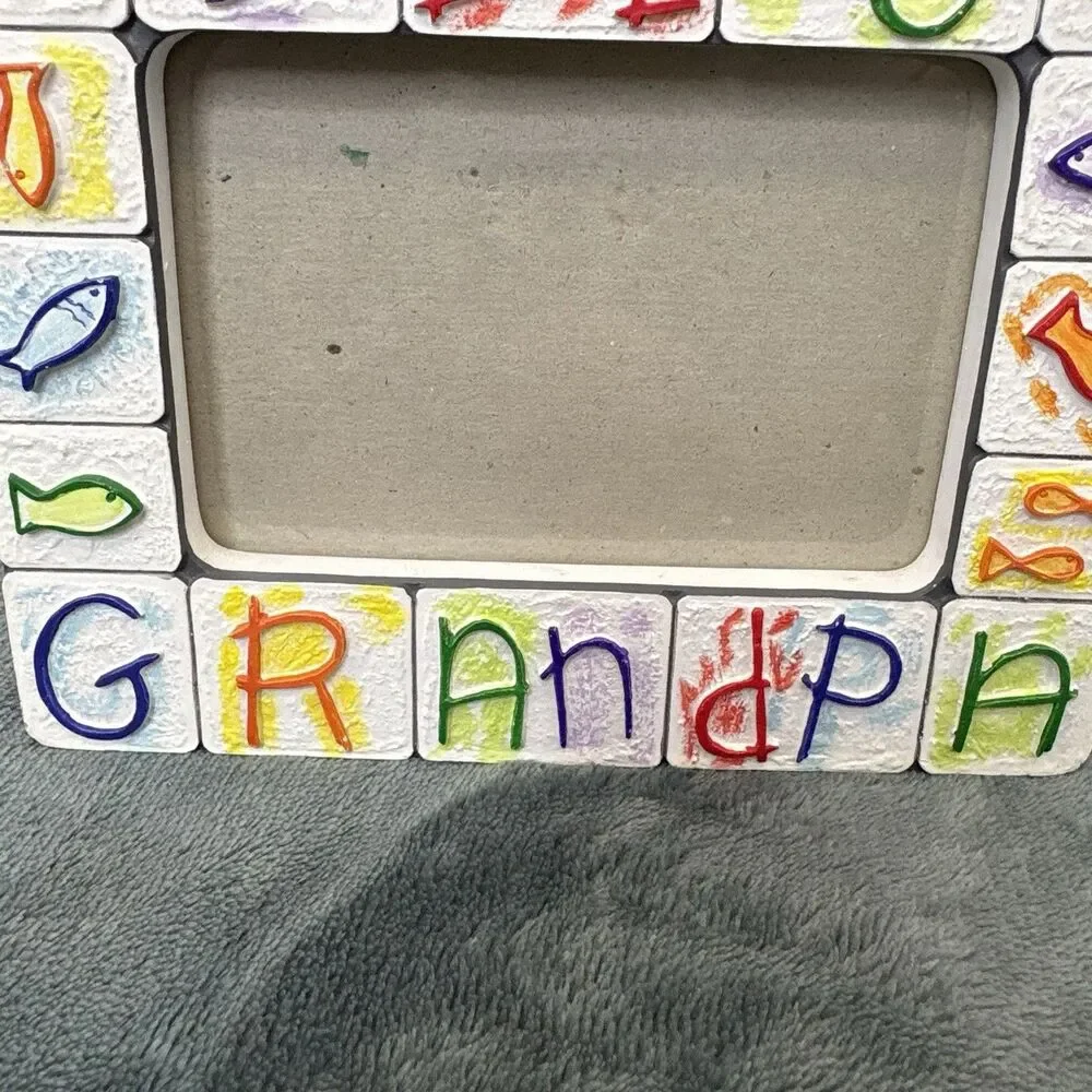 I Love My Grandpa Picture Frame Handpainted Gift Holds 3.5